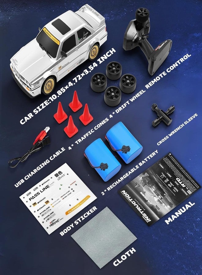 RABJET RC Drift Car for Kids Adults 1:16 Scale 2.4Ghz 4WD High Speed RTR Racing Car 50KM/H with Led Lights Remote Control Vehicle Sport Toy Gifts,Two Batteries & Drift Tire Included,Black - Image 5